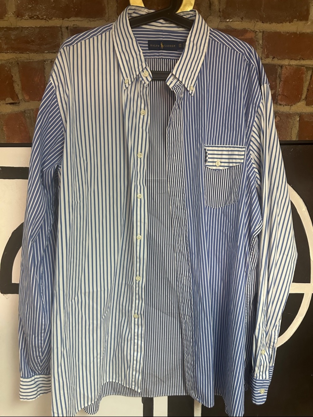 Ralph Lauren Men's Mixed Blue and White Striped Button-Down Shirt